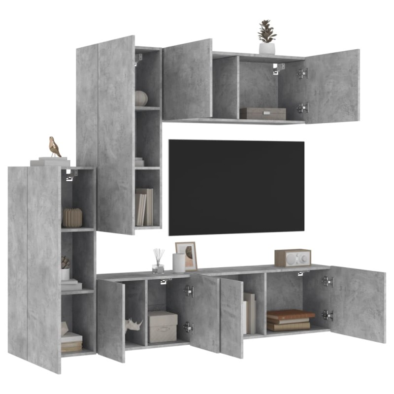 vidaXL 5-tlg. Wohnwand Betongrau Holzwerkstoff vidaXL 5-tlg. Wohnwand Betongrau Holzwerkstoff