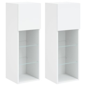 vidaXL TV-Schränke mit LED-Leuchten 2 Stk. Weiß 30,5x30x90 cm