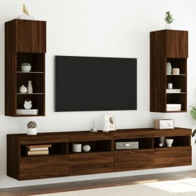 vidaXL TV-Schränke mit LED-Leuchten 2 Stk. Braun Eichen-Optik