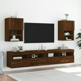 vidaXL TV-Schränke mit LED-Leuchten 2 Stk. Braun Eichen-Optik