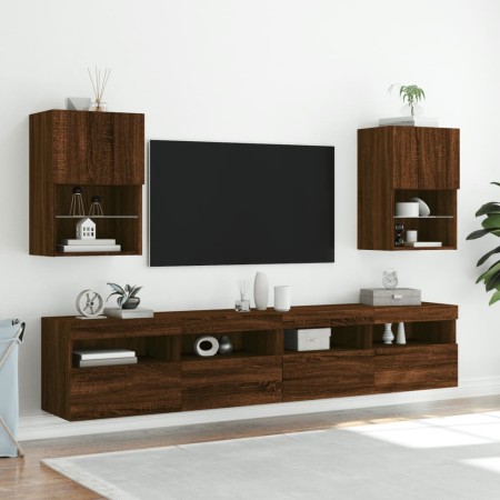 vidaXL TV-Schränke mit LED-Leuchten 2 Stk. Braun Eichen-Optik