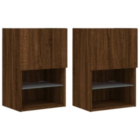 vidaXL TV-Schränke mit LED-Leuchten 2 Stk. Braun Eichen-Optik