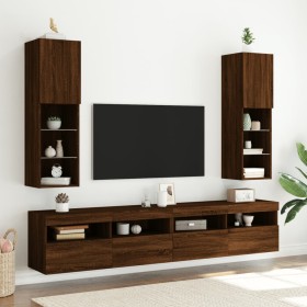 vidaXL TV-Schränke mit LED-Leuchten 2 Stk. Braun Eichen-Optik