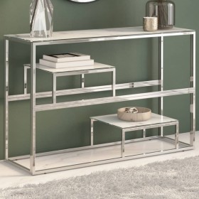 vidaXL Konsolentisch Silbern Edelstahl und Hartglas