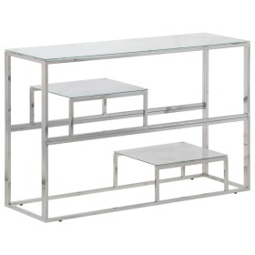 vidaXL Konsolentisch Silbern Edelstahl und Hartglas