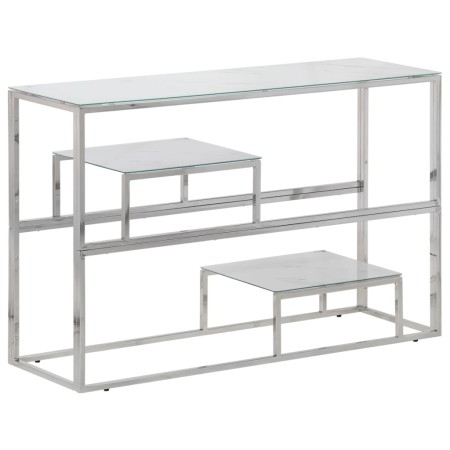 vidaXL Konsolentisch Silbern Edelstahl und Hartglas