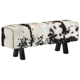 vidaXL Sitzbank Schwarz und Weiß 110x30x45 cm Echtes Ziegenleder