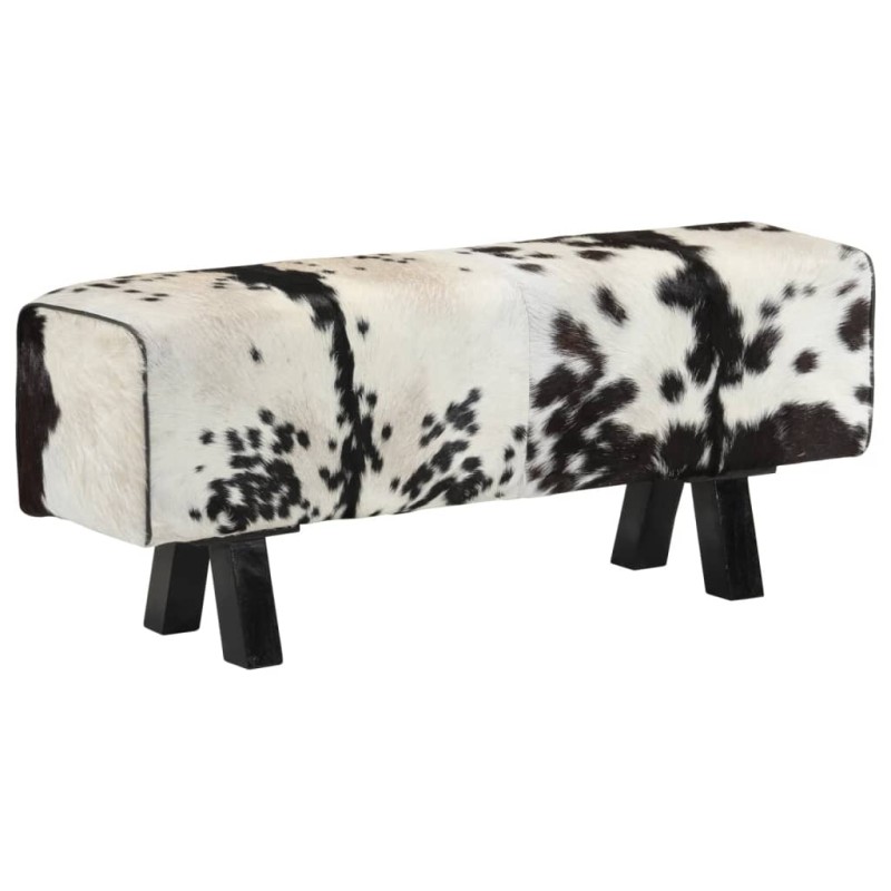 vidaXL Sitzbank Schwarz und Weiß 110x30x45 cm Echtes Ziegenleder vidaXL Sitzbank Schwarz und Weiß 110x30x45 cm Echtes Ziegenleder