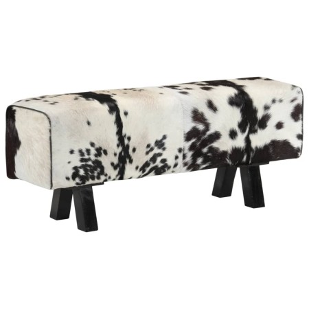 vidaXL Sitzbank Schwarz und Weiß 110x30x45 cm Echtes Ziegenleder