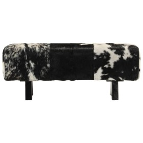 vidaXL Sitzbank Schwarz und Weiß 110x30x45 cm Echtes Ziegenleder