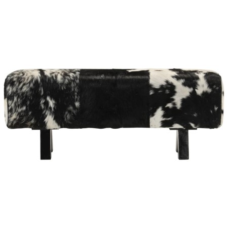 vidaXL Sitzbank Schwarz und Weiß 110x30x45 cm Echtes Ziegenleder