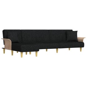 vidaXL Schlafsofa in L-Form Schwarz 279x140x70 cm Stoff