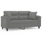 vidaXL 2-Sitzer-Sofa mit Kissen Dunkelgrau 140 cm Mikrofasergewebe vidaXL 2-Sitzer-Sofa mit Kissen Dunkelgrau 140 cm Mikrofasergewebe