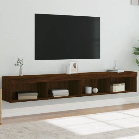 vidaXL TV-Schränke mit LED-Leuchten 2 Stk. Braun Eichen-Optik