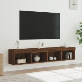 vidaXL TV-Schränke mit LED-Leuchten 2 Stk. Braun Eichen-Optik