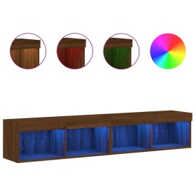 vidaXL TV-Schränke mit LED-Leuchten 2 Stk. Braun Eichen-Optik