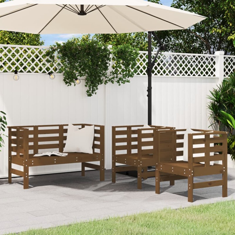 vidaXL 3-tlg. Garten-Lounge-Set Honigbraun Massivholz Kiefer vidaXL 3-tlg. Garten-Lounge-Set Honigbraun Massivholz Kiefer