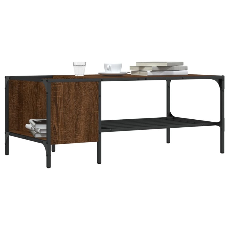 vidaXL Couchtisch mit Regal Braun Eichen-Optik 100x51x40 cm vidaXL Couchtisch mit Regal Braun Eichen-Optik 100x51x40 cm