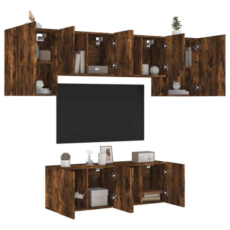 vidaXL 6-tlg. Wohnwand Räuchereiche Holzwerkstoff vidaXL 6-tlg. Wohnwand Räuchereiche Holzwerkstoff