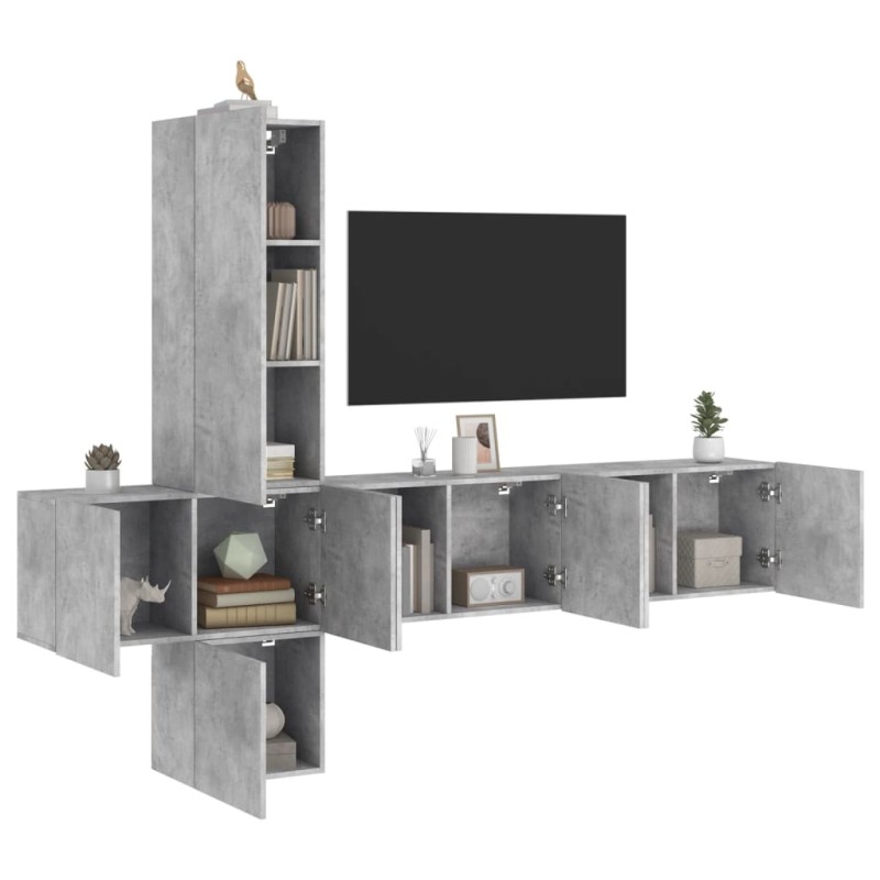 vidaXL 5-tlg. Wohnwand Betongrau Holzwerkstoff vidaXL 5-tlg. Wohnwand Betongrau Holzwerkstoff
