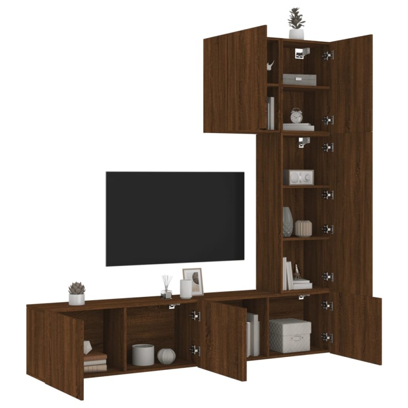 vidaXL 5-tlg. Wohnwand Braun Eichen-Optik Holzwerkstoff vidaXL 5-tlg. Wohnwand Braun Eichen-Optik Holzwerkstoff