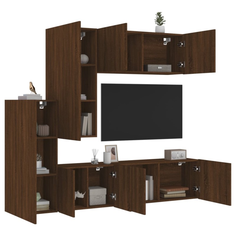 vidaXL 5-tlg. Wohnwand Braun Eichen-Optik Holzwerkstoff vidaXL 5-tlg. Wohnwand Braun Eichen-Optik Holzwerkstoff