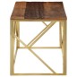 vidaXL Couchtisch Golden Edelstahl und Massivholz vidaXL Couchtisch Golden Edelstahl und Massivholz