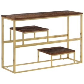 vidaXL Konsolentisch Golden Edelstahl und Massivholz