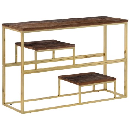vidaXL Konsolentisch Golden Edelstahl und Massivholz