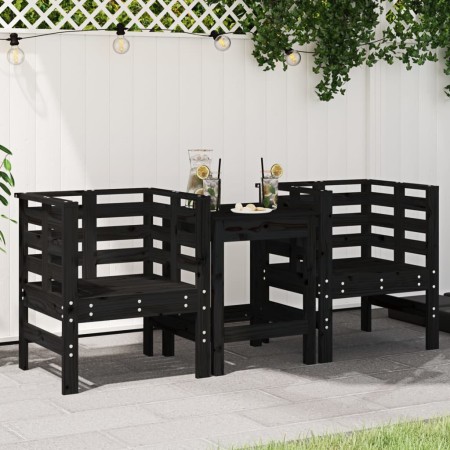 vidaXL Gartenstühle 2 Stk. Schwarz 61,5x53x71 cm Massivholz Kiefer