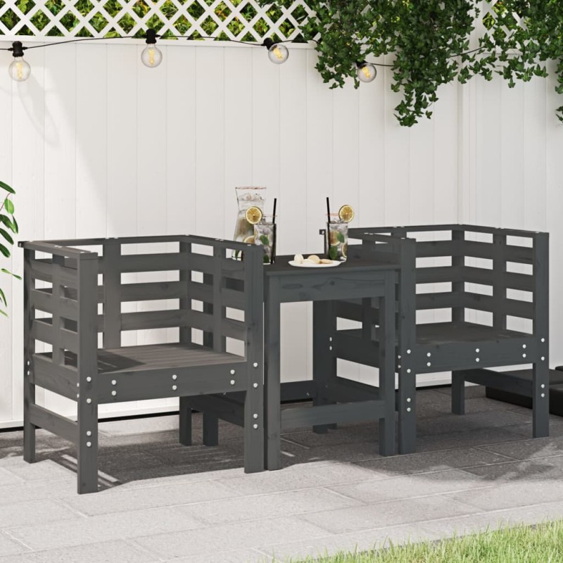 vidaXL Gartenstühle 2 Stk. Grau 61,5x53x71 cm Massivholz Kiefer vidaXL Gartenstühle 2 Stk. Grau 61,5x53x71 cm Massivholz Kiefer