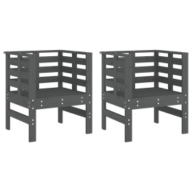 vidaXL Gartenstühle 2 Stk. Grau 61,5x53x71 cm Massivholz Kiefer