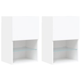vidaXL TV-Schränke mit LED-Leuchten 2 Stk. Weiß 40,5x30x60 cm