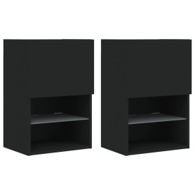 vidaXL TV-Schränke mit LED-Leuchten 2 Stk. Schwarz 40,5x30x60 cm