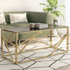 vidaXL Couchtisch Golden Edelstahl und Hartglas