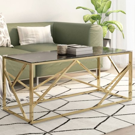 vidaXL Couchtisch Golden Edelstahl und Hartglas