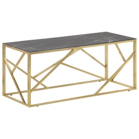 vidaXL Couchtisch Golden Edelstahl und Hartglas