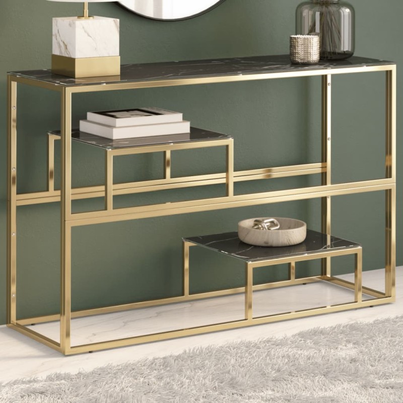 vidaXL Konsolentisch Golden Edelstahl und Hartglas vidaXL Konsolentisch Golden Edelstahl und Hartglas