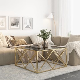 vidaXL Couchtisch Golden Edelstahl und Hartglas