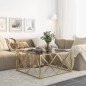vidaXL Couchtisch Golden Edelstahl und Hartglas
