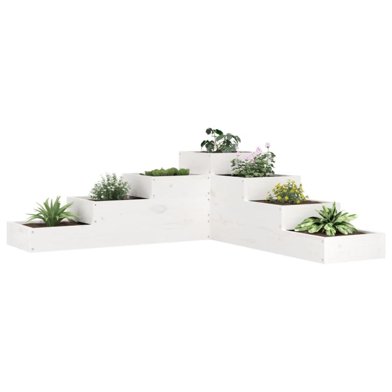 vidaXL Pflanzentreppe 4 Stufen 106x104,5x36 cm Weiß Massivholz Kiefer vidaXL Pflanzentreppe 4 Stufen 106x104,5x36 cm Weiß Massivholz Kiefer