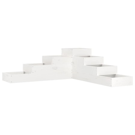 vidaXL Pflanzentreppe 4 Stufen 106x104,5x36 cm Weiß Massivholz Kiefer