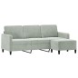 vidaXL 3-Sitzer-Sofa mit Hocker Hellgrau 180 cm Samt vidaXL 3-Sitzer-Sofa mit Hocker Hellgrau 180 cm Samt
