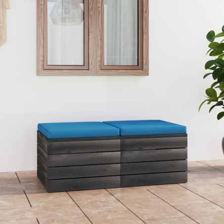 Garten-Paletten-Hocker 2 Stk. mit Kissen Kiefer Massivholz