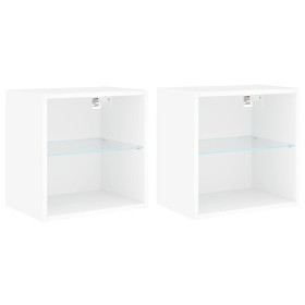 vidaXL Wand-Nachttische mit LED-Leuchten 2 Stk. Weiß