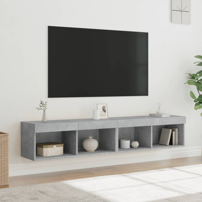 vidaXL TV-Schränke mit LED-Leuchten 2 Stk. Betongrau 80x30x30 cm vidaXL TV-Schränke mit LED-Leuchten 2 Stk. Betongrau 80x30x30 cm