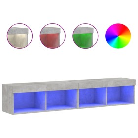 vidaXL TV-Schränke mit LED-Leuchten 2 Stk. Betongrau 80x30x30 cm