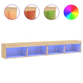 vidaXL TV-Schränke mit LED-Leuchten 2 Stk. Sonoma-Eiche 100x30x30 cm