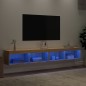 vidaXL TV-Schränke mit LED-Leuchten 2 Stk. Sonoma-Eiche 100x30x30 cm