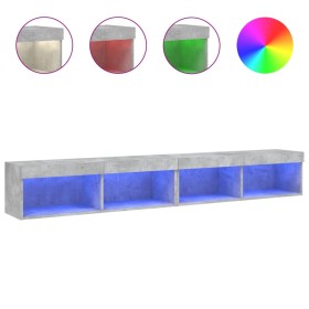 vidaXL TV-Schränke mit LED-Leuchten 2 Stk. Betongrau 100x30x30 cm